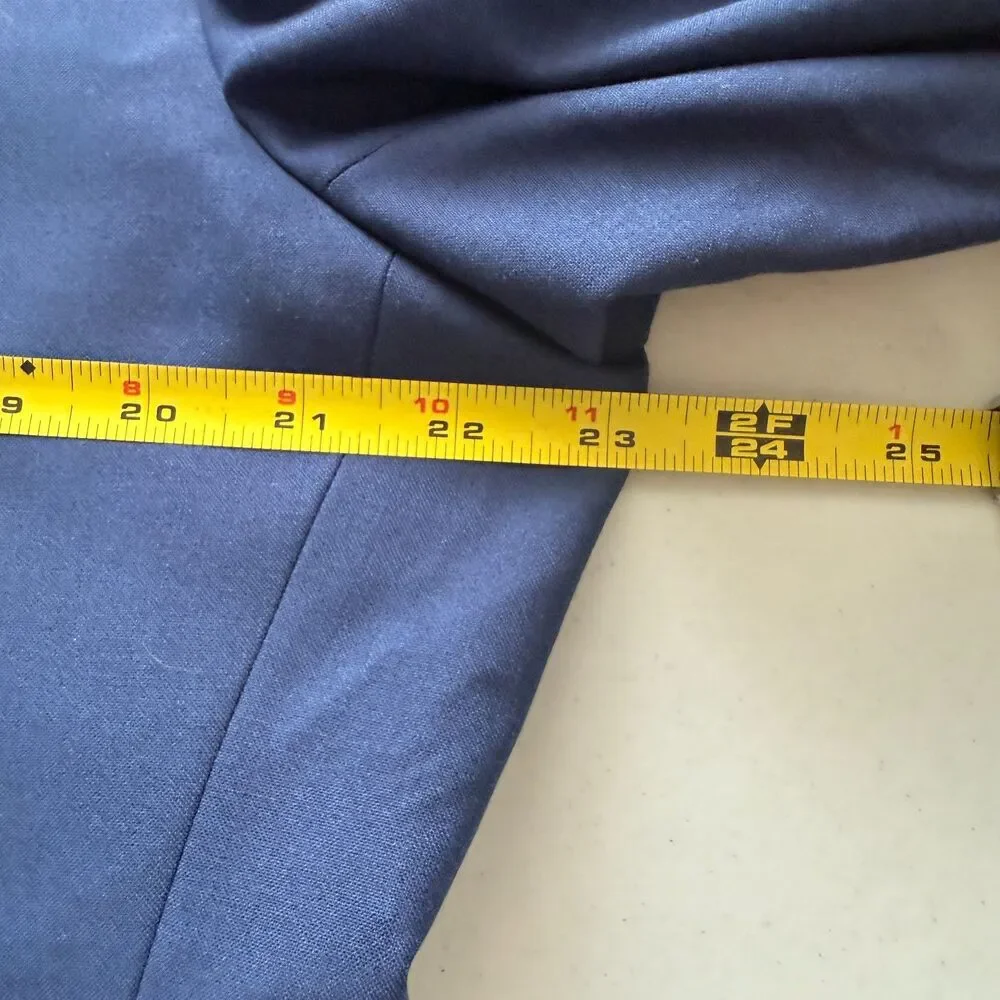 Egara Men's 44 Long Skinny Fit Stretch Suit Blazer Navy Blue Gingham Lined